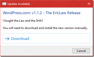 WordPress Update Dialog
