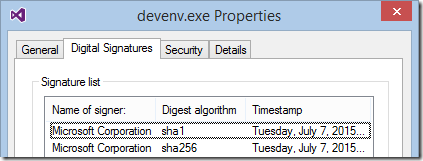Dual-signed with SHA1/SHA256