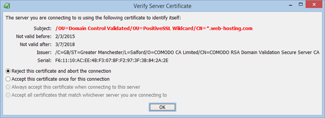 TLS Name Mismatch warning
