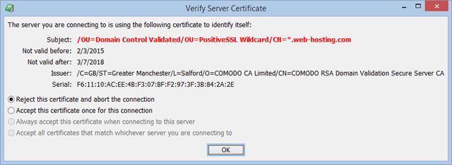 TLS Name Mismatch warning