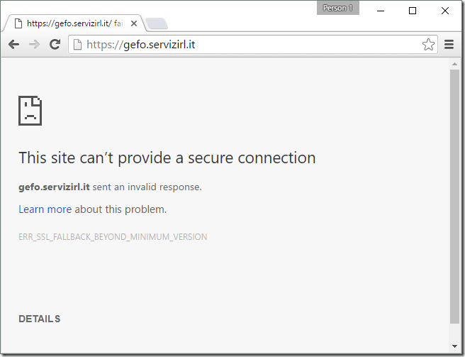 Google Chrome 52 error