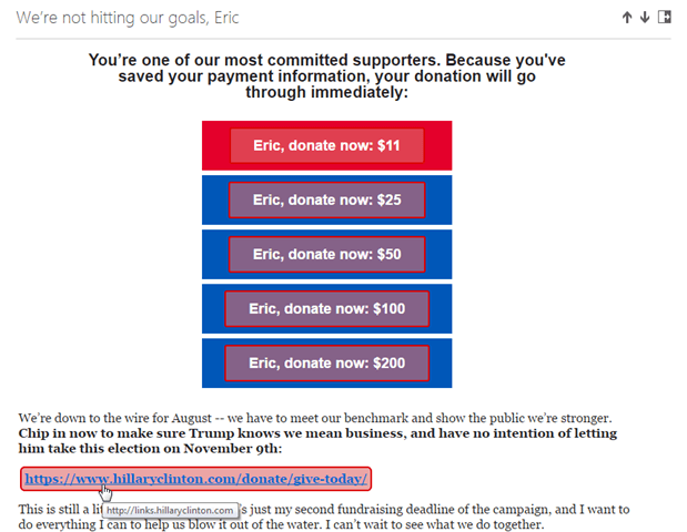 Non-secure links in email