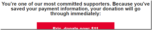 Donations go through "immediately"