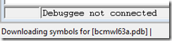 Debuggee not connected; symbols downloading