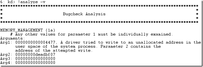 WinDBG notes driver memory corruption