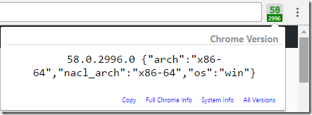 Show Chrome Version screenshot