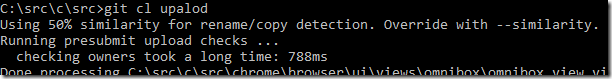 git cl upalod (typo)